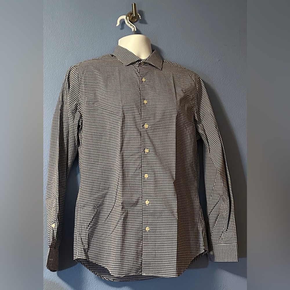 Good Fellow Men’s Blue & White Checkered Dress Shirt Sz M